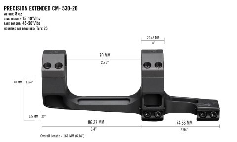 Montaż Vortex Precision Extended 30 mm 20 MOA Vortex Optics