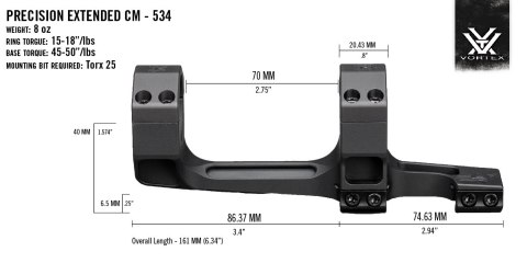 Montaż Vortex Precision Extended 34 mm Vortex Optics
