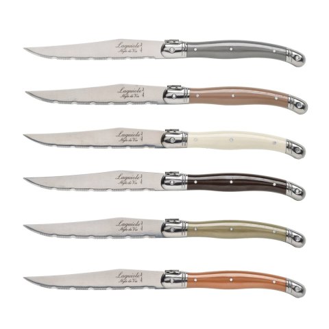 Nóż Laguiole do steków z stali nierdzewnej 6 sztuk w bloku drewnianym Laguiole