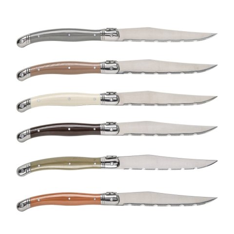 Nóż Laguiole do steków z stali nierdzewnej 6 sztuk w bloku drewnianym Laguiole