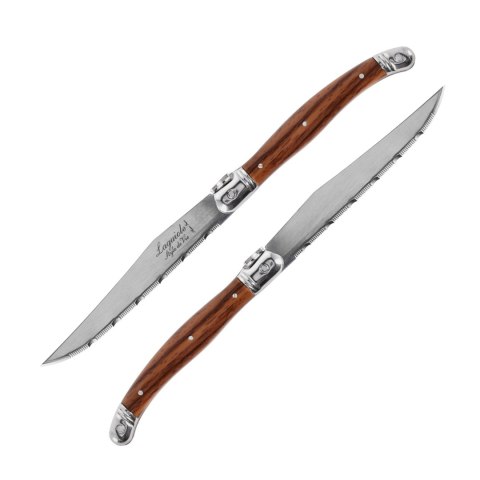 Nóż Laguiole do steków z stali nierdzewnej 6 sztuk w bloku drewnianym brązowy Laguiole