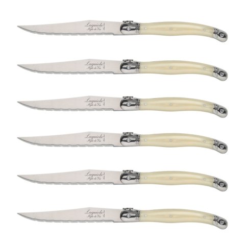 Nóż Laguiole do steków ze stali nierdzewnej 6 sztuk w bloku drewnianym Laguiole