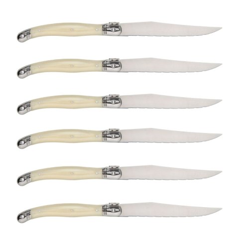 Nóż Laguiole do steków ze stali nierdzewnej 6 sztuk w bloku drewnianym Laguiole