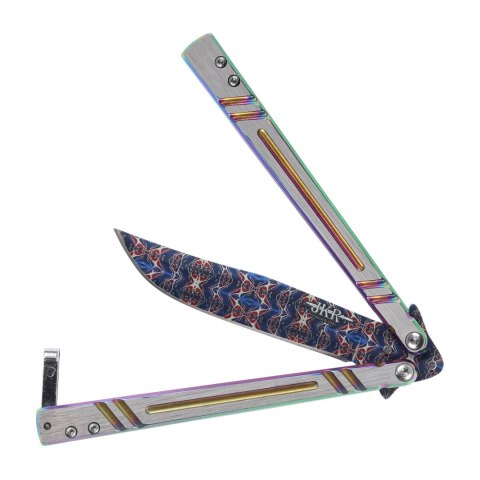 Nóż motylkowy Joker JKR645 tęczowy damasceński Joker