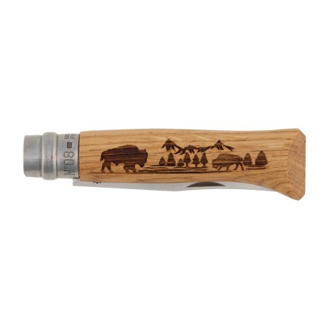 Nóż składany Opinel 8 inox dąb seria Animal - bizon Opinel