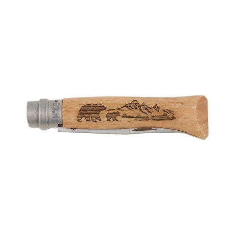 Nóż składany Opinel 8 inox dąb seria Animal - niedźwiedź Opinel