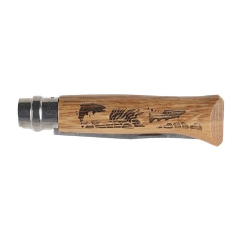 Nóż składany Opinel 8 inox dąb seria Animal - ryba Opinel