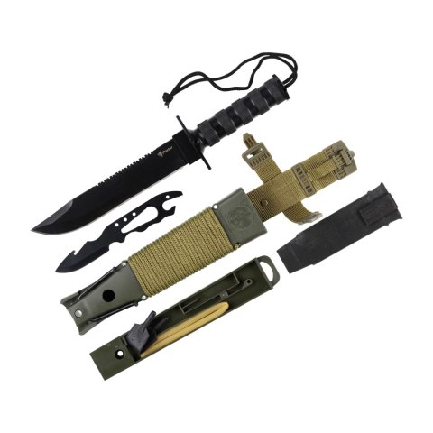 Nóż taktyczny Foxter Rambo zestaw survivalowy 35,5 cm + rzutka NN