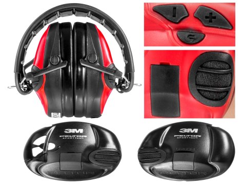 Ochronniki słuchu aktywne 3M Peltor SportTac czarno-czerwone Peltor