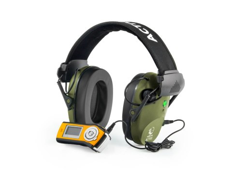 Ochronniki słuchu aktywne RealHunter ACTiVE PRO oliwkowe + okulary RealHunter