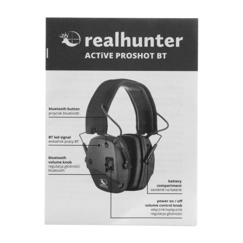 Ochronniki słuchu aktywne RealHunter Active ProSHOT BT brązowe RealHunter