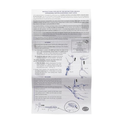 Pałka teleskopowa ESP Baton Easy Lock 20" ExBTO-20H czarna hartowana ESP - Euro Security Products