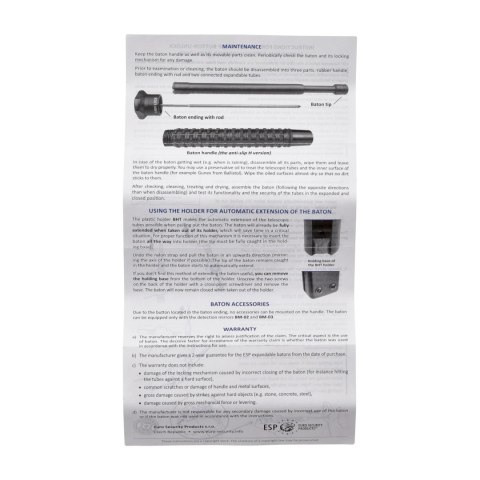 Pałka teleskopowa ESP Baton Easy Lock 20" ExBTO-20H czarna hartowana ESP - Euro Security Products