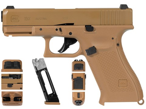 Pistolet wiatrówka Glock 19X blowback 4,5 mm coyote BB CO2 Glock