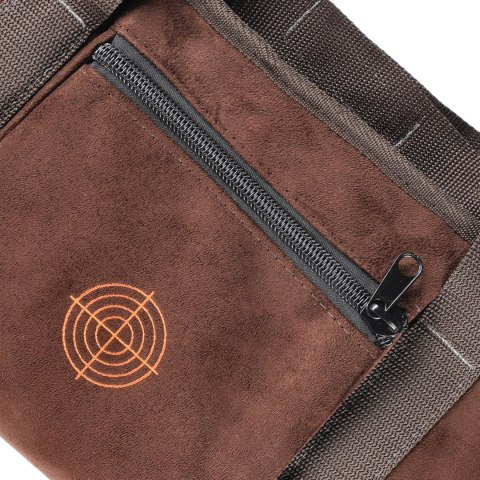 Pokrowiec na strzelbę Forsport zamszowy 130 cm - brązowy, haft pomarańczowa tarcza Forsport