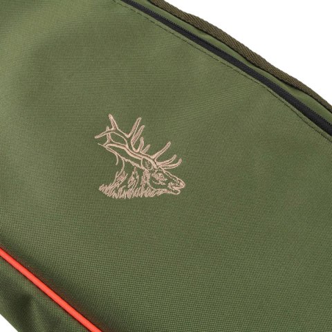 Pokrowiec na broń Forsport 125 cm - oliwkowy, haft beżowa głowa byka, biza pomarańczowa Forsport