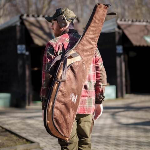 Pokrowiec na broń Forsport zamszowy 125 cm - brązowy, haft jeleń ryczy w trawie Forsport