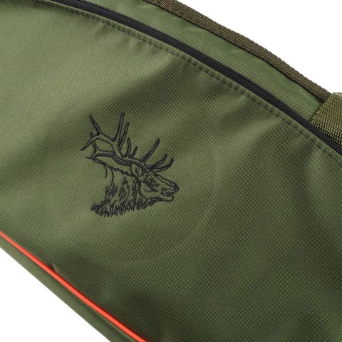 Pokrowiec na broń Forsport 125 cm - oliwkowy, haft czarna głowa jelenia, biza pomarańczowa Forsport