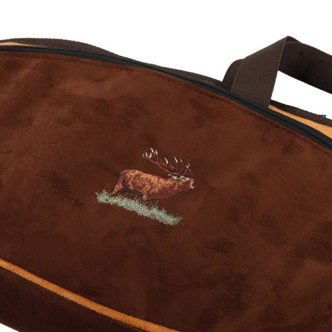 Pokrowiec na broń Forsport zamszowy 112 cm - brązowy, haft jeleń ryczy w trawie Forsport