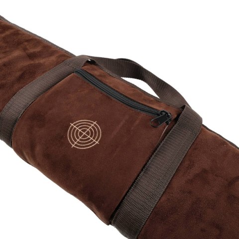 Pokrowiec na strzelbę Forsport zamszowy 130 cm - brązowy, haft beżowa tarcza Forsport