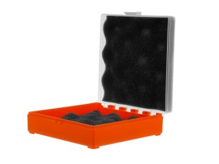 Pudełko Megaline 11x11x3,5 pomarańczowo-przezroczysty gąbka 2 szczęki rekina Megaline