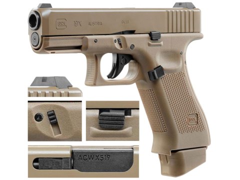 Replika pistolet ASG Glock 19X 6 mm coyote CO2 Glock