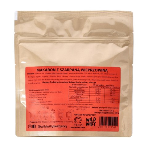 Szarpana wieprzowina w pomidorach z makaronem Wild Willy Wild Willy